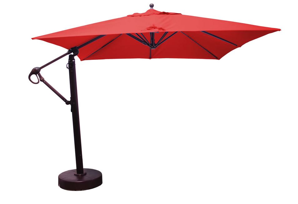 GALTECH 10'x 10' Sq Patio Cantilever with Wheeled Base Red