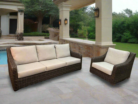 Floor Model SALE | Ratana Glendale Outdoor Sofa & Swivel Gliding Club Set